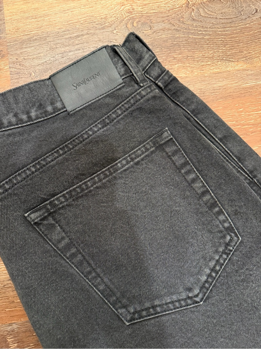 Saint Laurent Men's Washed Black Straight Jeans